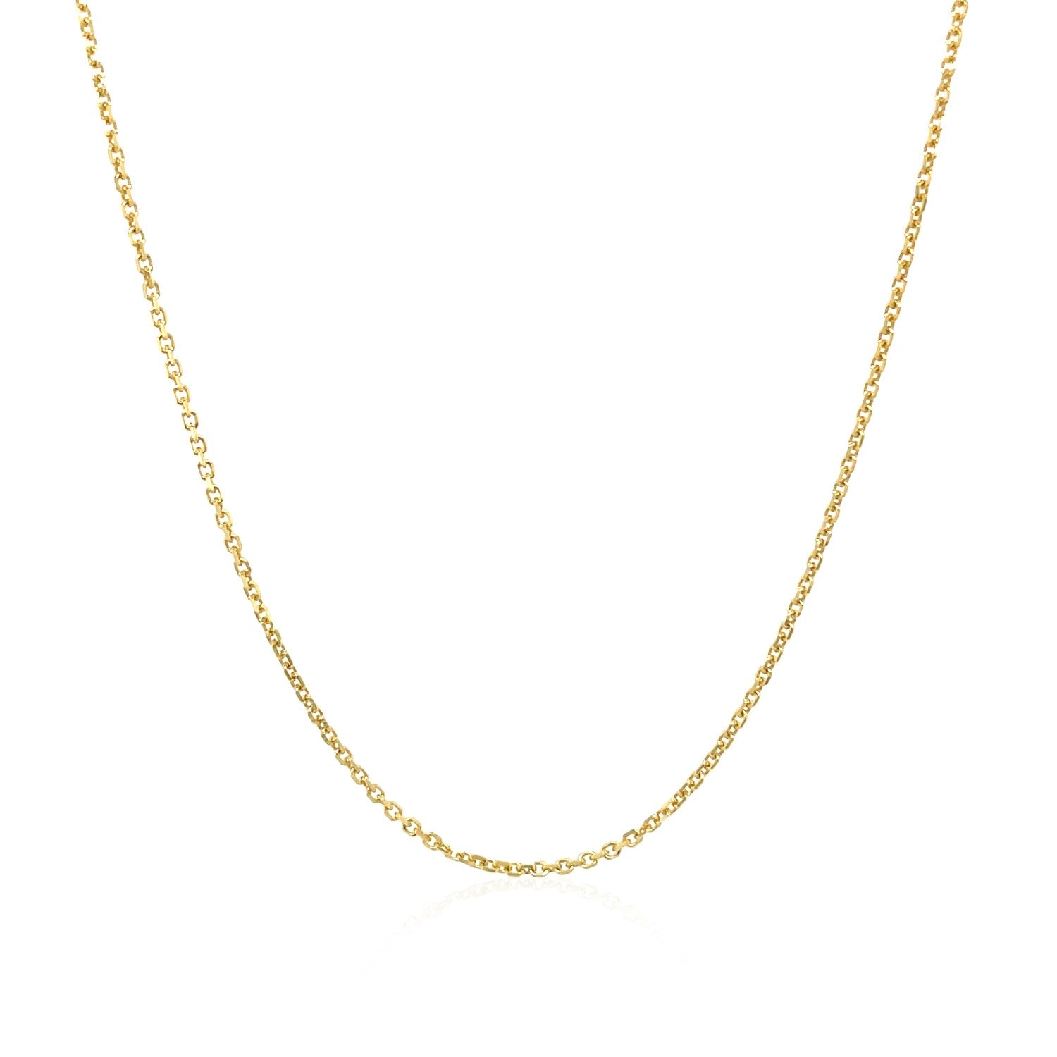 10k Yellow Gold Cable Chain (1.10 mm) in a sleek high-contrast midnight luxury editorial style